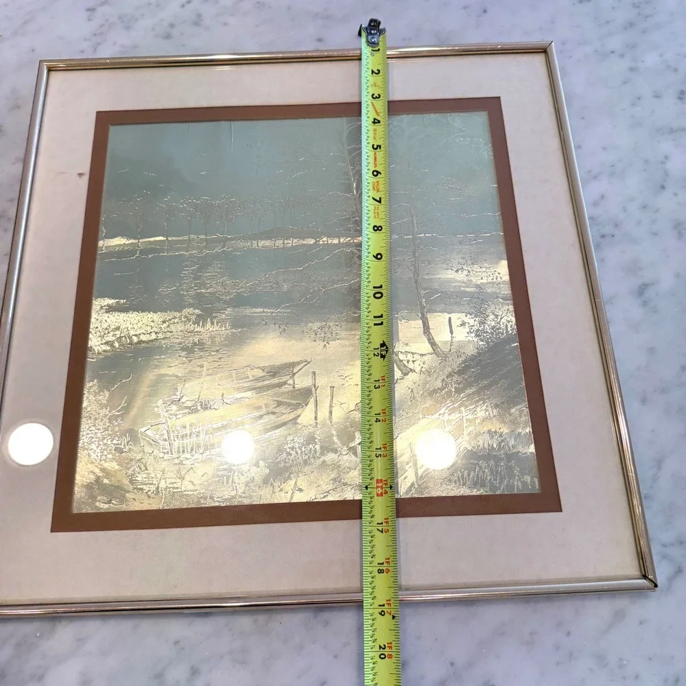 Vintage MANIFESTATIONS Inc‎ Optical Illusion Art Lake Scene Framed 1970s  Decor